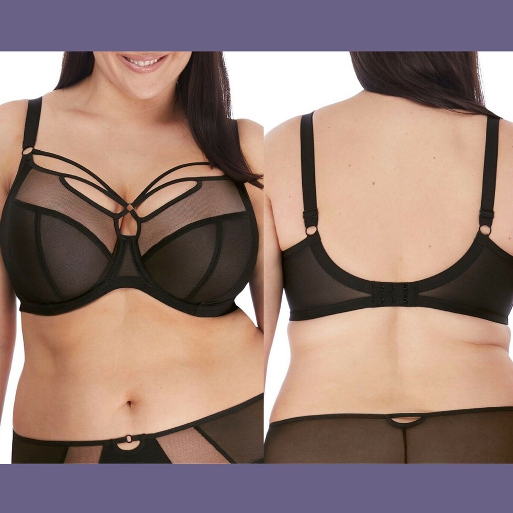 NWT $64‎ Elomi Sachi Underwire Plunge Bra in Black [SZ 34L US ]